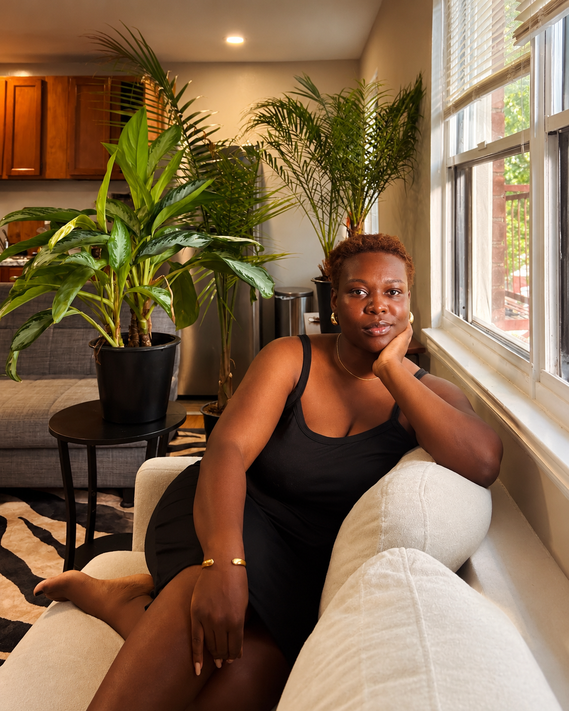 Bio cozy sunlit apartment portrait